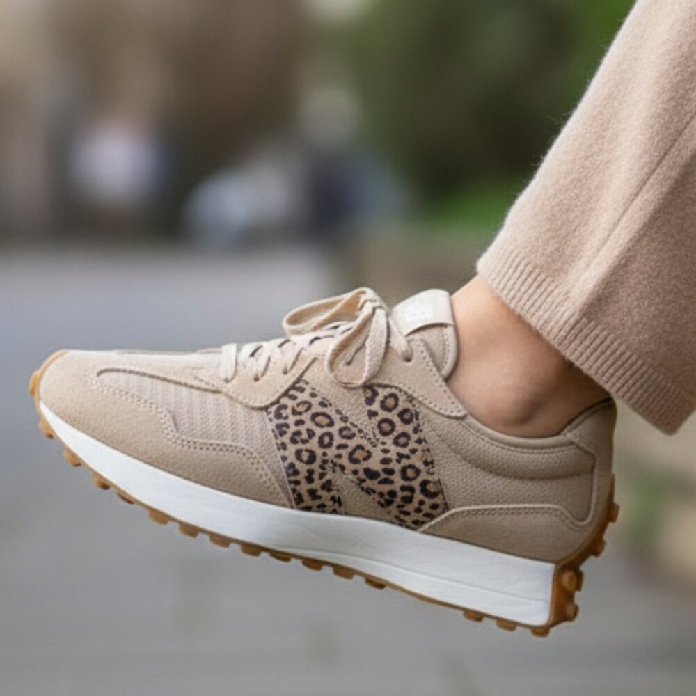 New Balance 327 Animal Print Women's Sneakers Shoes Beige Leopard size 6.5 - Picture 2 of 13